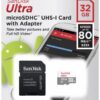 SanDisk Ultra 32GB Micro SD Card With Adapter – Micro SDHC UHS-1 Package