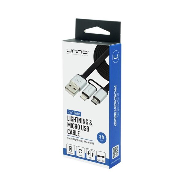 2 IN 1 LIGHTNING MICRO USB CABLE 3 FT