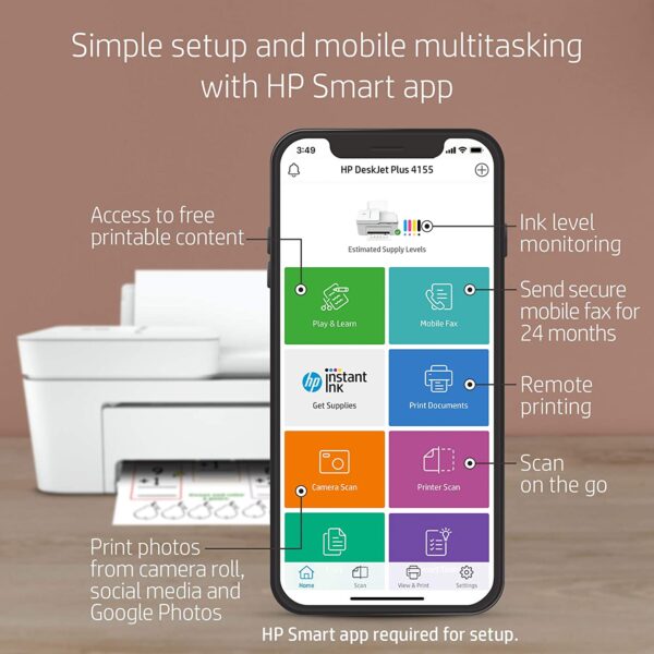 HP DeskJet 4155e All in One Wireless Color Printer 3