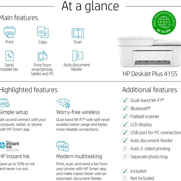HP DeskJet 4155e All in One Wireless Color Printer 5