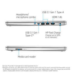 HP 14 Laptop Intel Core i3 1005G1 4 GB SDRAM 128 GB M.2 Solid State Drive Natural Silver 14 DQ1037wm 7