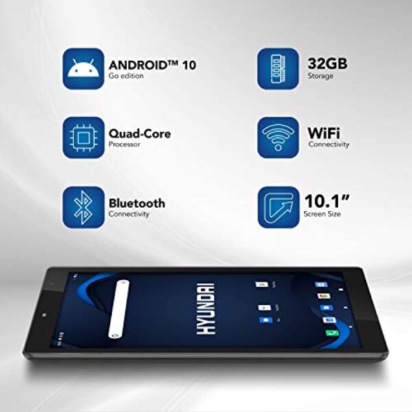 Hyundai HyTab Plus 10.1 IPS HD Tablet Quad Core Processor 2GB RAM 32GB Storage Dual Camera WiFi Android 10 Go Edition Black 4