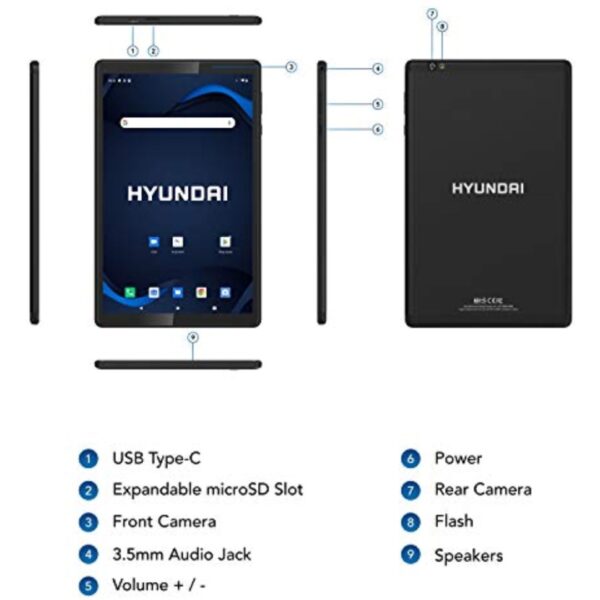 Hyundai HyTab Plus 10.1 IPS HD Tablet Quad Core Processor 2GB RAM 32GB Storage Dual Camera WiFi Android 10 Go Edition Black 9
