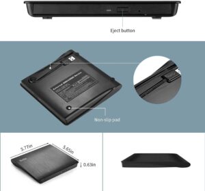 Rioddas External CD Drive USB 3.0 Portable CD DVD RW Drive Slim DVD CD ROM Rewriter Burner Superdrive High Speed Data Transfer for Laptop Desktop PC Windows Linux OS Apple Mac 5