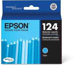 EPSON T124 DURABrite Ultra Ink Standard Capacity Cyan Cartridge T124220 S for Select Epson Stylus and Workforce Printers 0