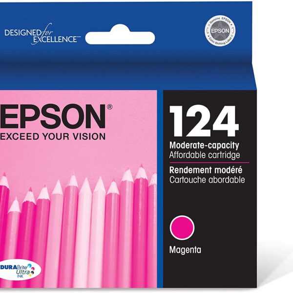 EPSON T124 DURABrite Ultra Ink Standard Capacity Magenta Cartridge T124320 S for Select Epson Stylus and Workforce Printers 0