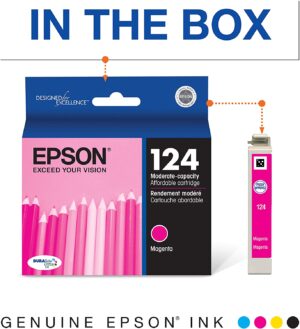 EPSON T124 DURABrite Ultra Ink Standard Capacity Magenta Cartridge T124320 S for Select Epson Stylus and Workforce Printers 1