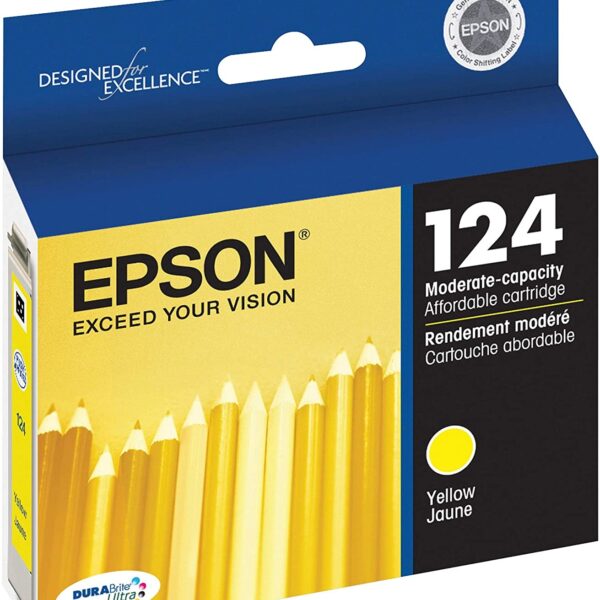 EPSON T124 DURABrite Ultra Ink Standard Capacity Yellow Cartridge T124420 for Select Epson Stylus and Workforce Printers 0