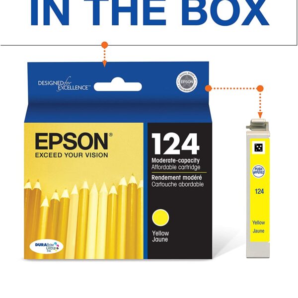 EPSON T124 DURABrite Ultra Ink Standard Capacity Yellow Cartridge T124420 for Select Epson Stylus and Workforce Printers 1