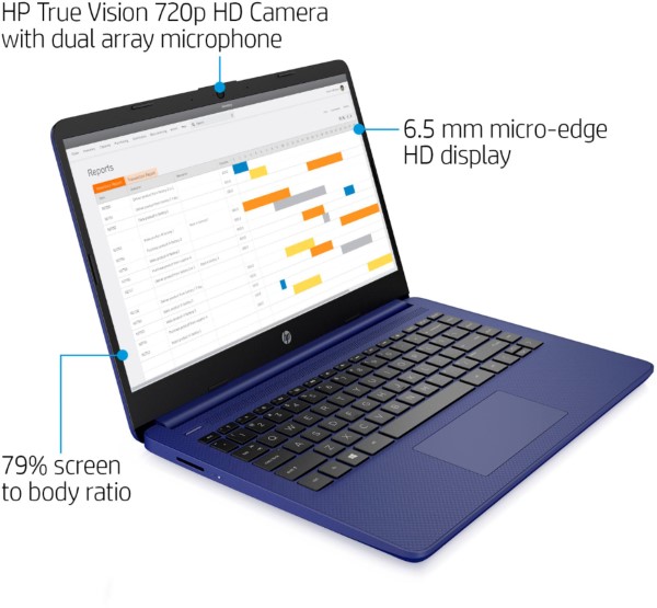 HP 14 Laptop Intel Celeron 4GB Memory 64GB eMMC Indigo Blue 3