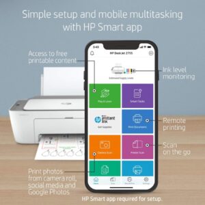HP DeskJet 2755 Wireless All in One Printer Mobile Print Scan Copy HP Instant Ink Ready Works with Alexa 3XV17A 3