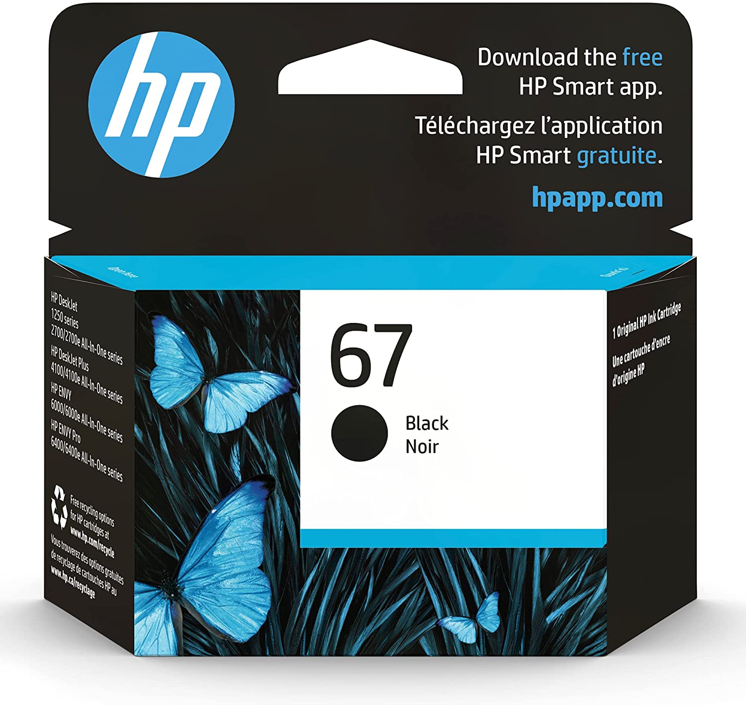 Original HP 67 Black Ink Cartridge Works with HP DeskJet 1255 2700 4100 Series HP ENVY 6000 6400 Series Eligible for Instant Ink 3YM56AN 0 1