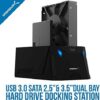 SABRENT USB 3.0 to SATA I II III Dual Bay External Hard Drive Docking Station 5