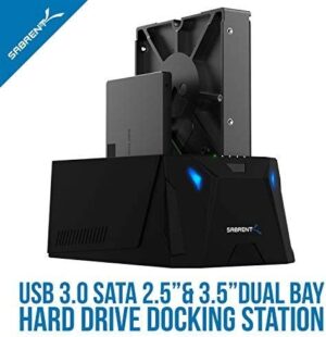 SABRENT USB 3.0 to SATA I II III Dual Bay External Hard Drive Docking Station 5