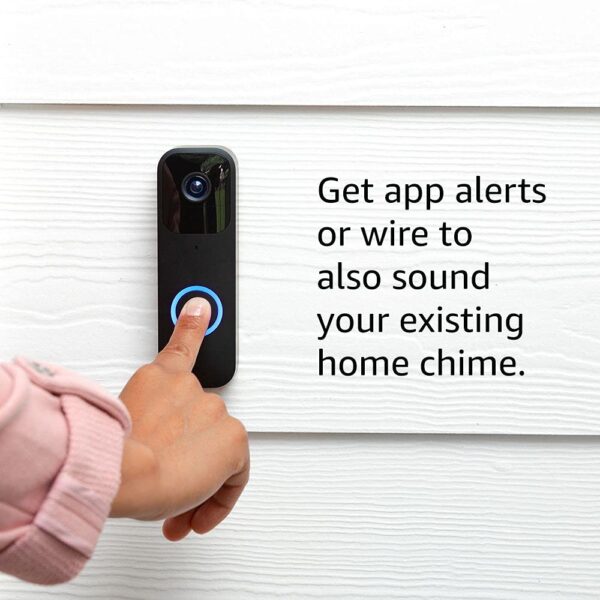 Blink Video Doorbell Two way audio HD video motion and chime app alerts and Alexa enabled — wired or wire free Black 3