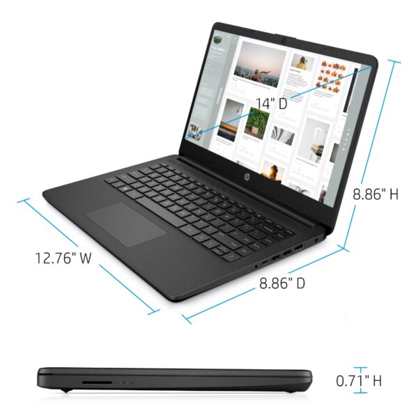HP 14 Laptop AMD Athlon Silver 4GB Memory 128GB SSD Jet Black 2