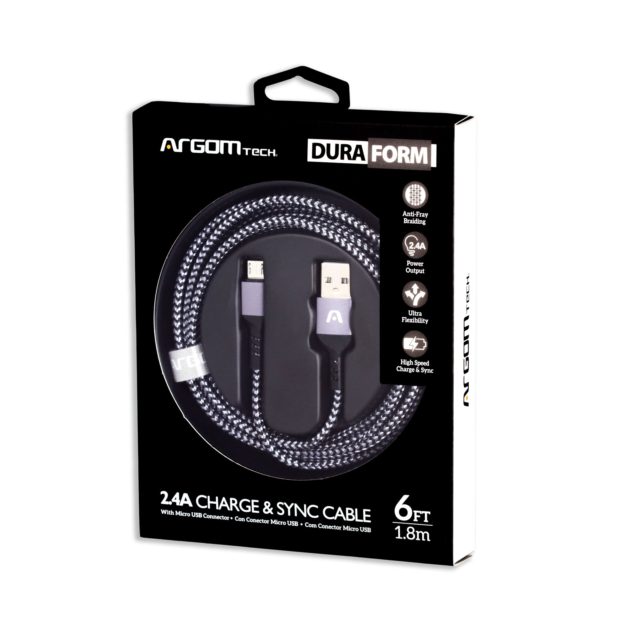 ArgomTech Micro Usb To Usb 2.0 Nylon Braided Cable Dura Form 6