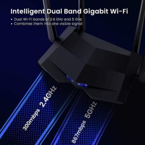 Tenda AC10U Smart Gigabit Wi Fi Router AC1200 Dual Band w Parental Control MU MIMO Smart WiFi App Management USB Port 1
